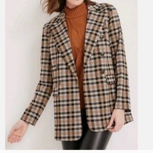 Maurices Caramel, Tan, and Brown Checkered Blazer NWOT